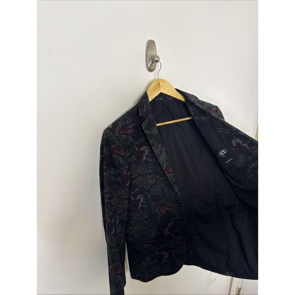 Le 31 Men 38 Blazer Sports Coat Green Fern Hibiscus Diner Jacket Stockholm Fit - Picture 5 of 6